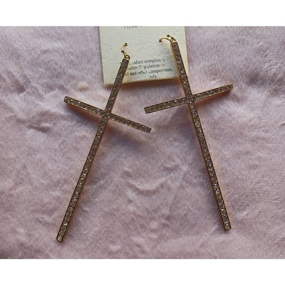 Cross rhinestone earrings